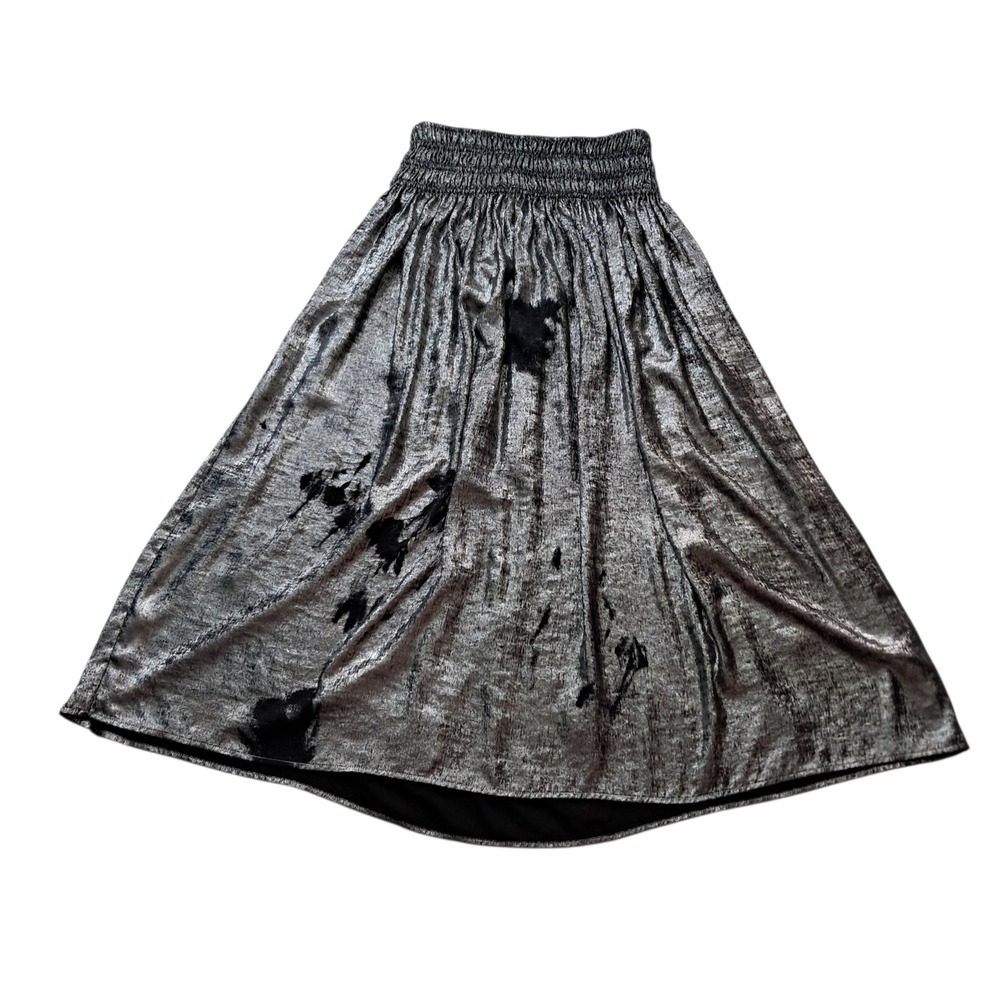 The Great‎ Viola Crushed Velvet Midi Skirt Women's 2 Medium Silver Pull On
